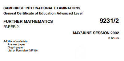 A-Level数学：9231_s02_qp_2