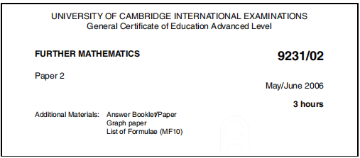 A-Level数学：9231_s06_qp_2